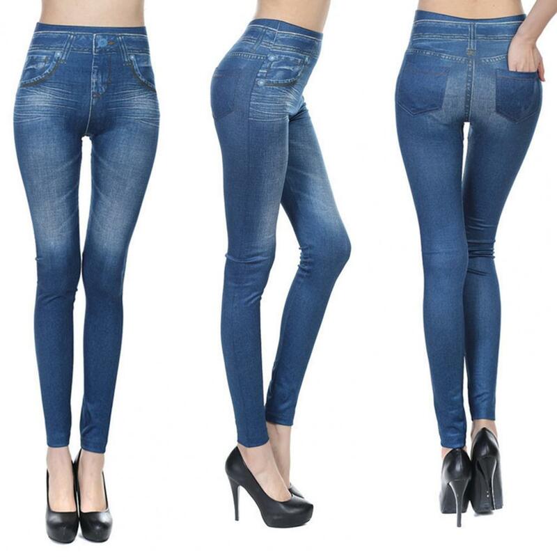Длинные Бесшовные женские брюки с высокой талией, приталенные эластичные однотонные брюки до щиколотки, женские джинсы из искусственного материала