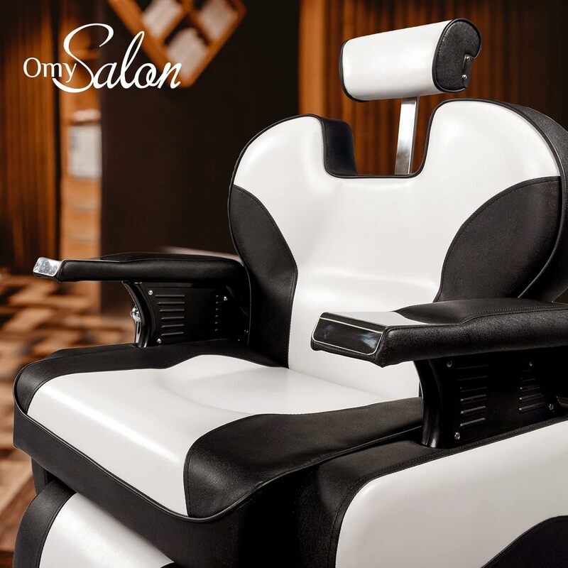 Silla de barbero hidráulica reclinable, asiento giratorio de 360 grados, altura ajustable, resistente, para salón de belleza y Spa