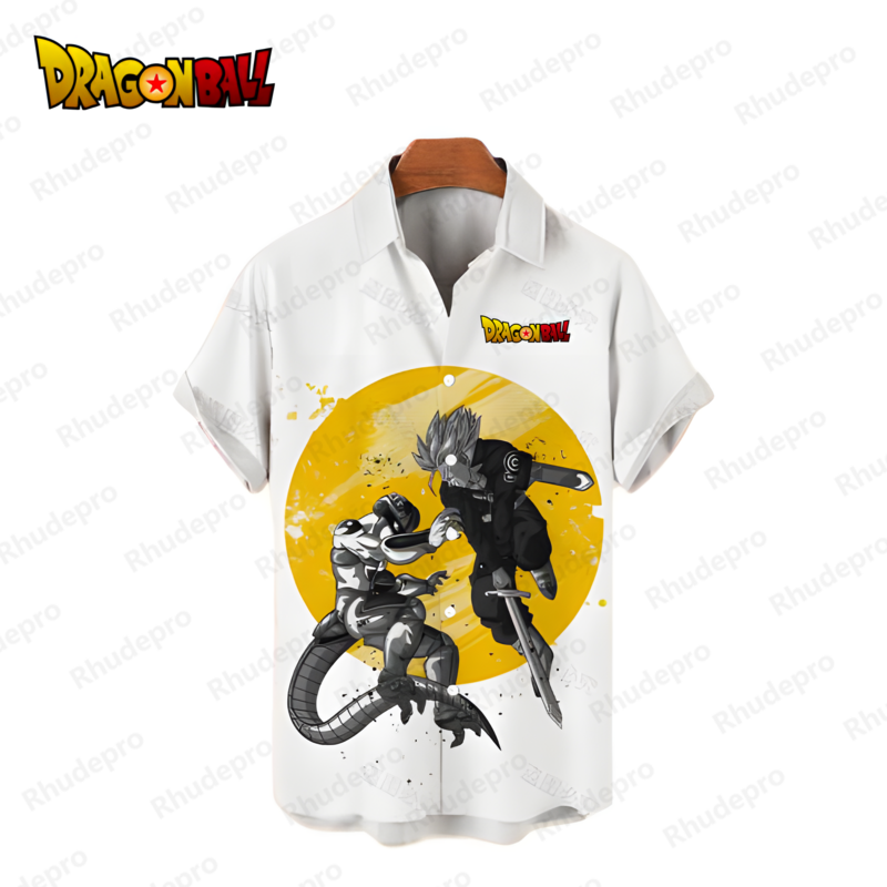 Camisas de Dragon Ball Z de Vegeta para hombre, camisa hawaiana de moda, blusas de verano, ropa de calle de gran tamaño, Goku fresco Y2k, 2024