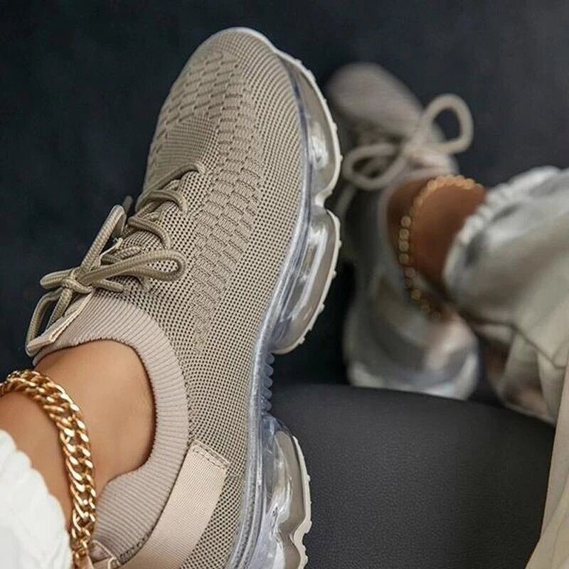 Shoes for Women 2024 Hot Sale Knitted Women's Vulcanize Shoes Outdoor Women Sneakers Lace Up Plus Size Ladies Casual Sneakers