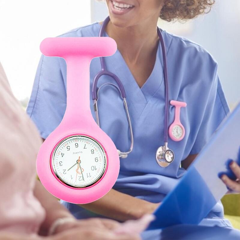 Women Pocket Soft Silicone Quartz Movement Nurse Watch Brooch Fob For Hospital Doctor Mini Clock Hanging Round Dial Clip Pendant