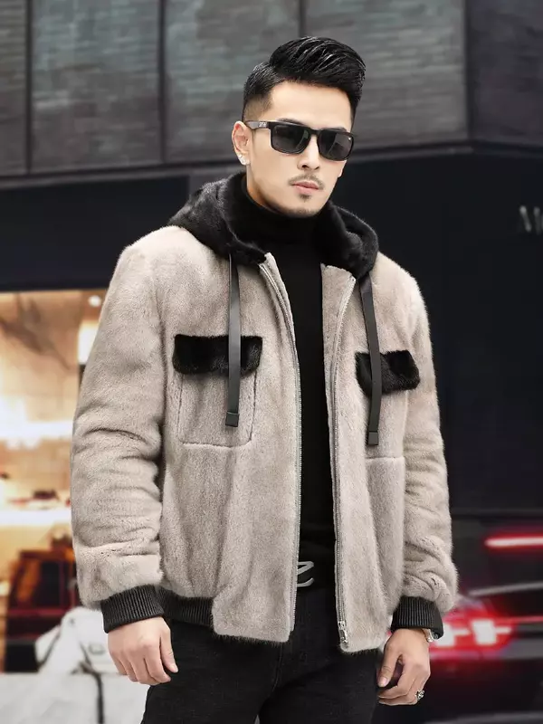 Ayunsue vison real casaco de pele 2022 com capuz curto vison casacos de pele dos homens casaco de pele de inverno jaquetas de pele de luxo quente clothessgg877