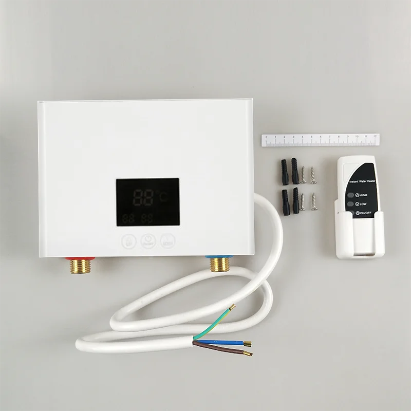Calentador de agua instantáneo de 110V y 220V, dispositivo eléctrico montado en la pared, con pantalla LCD de temperatura y Control remoto, para baño y cocina