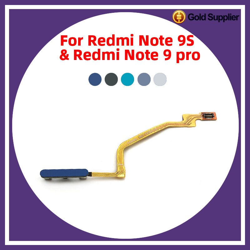 Origineel Voor Xiaomi Redmi Note 9S Note 9 Pro Vingerafdruksensor Home Return Key Menu Power Knop Flex Lint Kabel