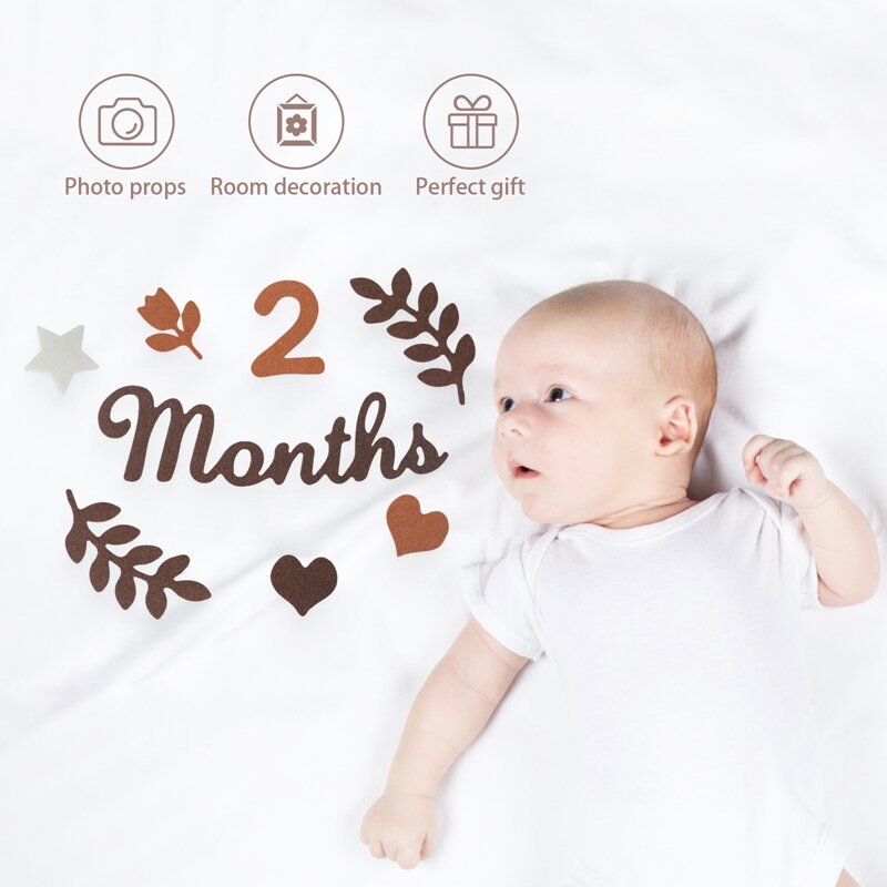 펠트 0 12 개월 신생아 사진 소품, 마일스톤 신생아 액세서리, 사진 촬영 소품, 아기 방 장식 액세서리