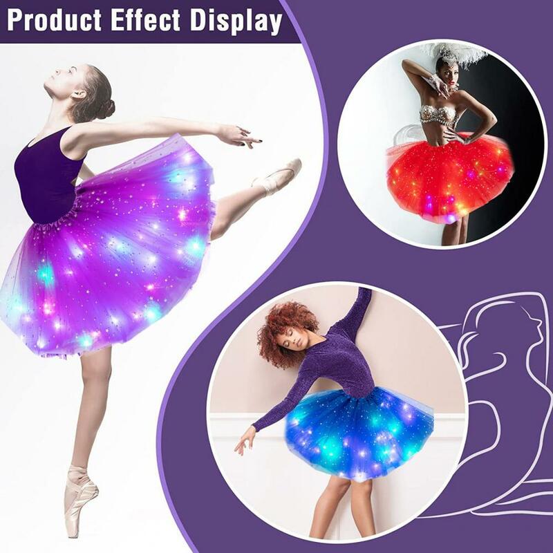 Женская юбка со светодиодной подсветкой, юбка принцессы со светодиодной подсветкой, танцевальная мини-юбка, костюм, короткая юбка для клуба, танцев, представлений
