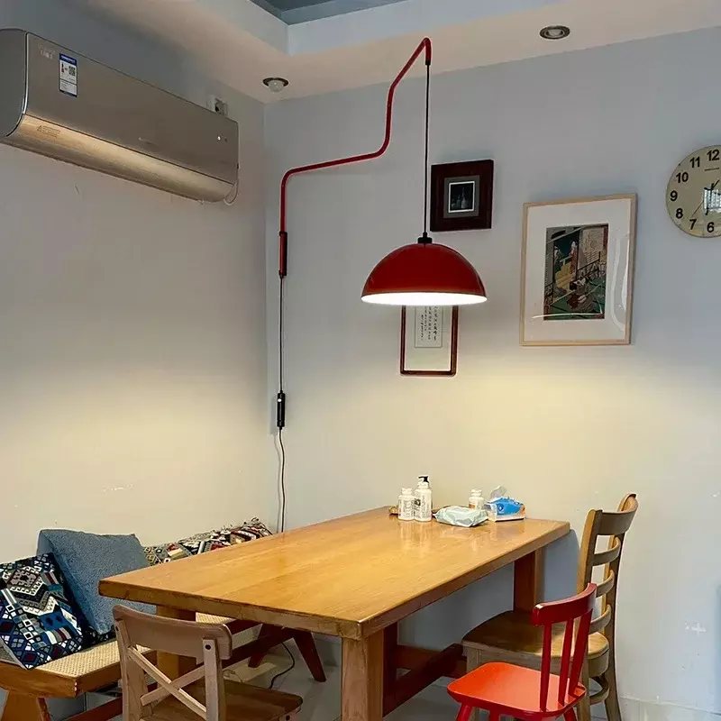 Nordic Long Arm Adjustable Pendant Light for Kitchen Island Dining Room Hanging Lamp Bedroom Bedside Wall Indoor Light Fixture