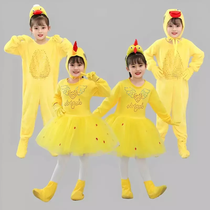 Dzieci kaczka i pisklę strój Cosplay kostium zwierzęcy dziewczynek i chłopców żółta kaczka tańczące słodkie ubrania pisklę brzydka kaczątko gęś