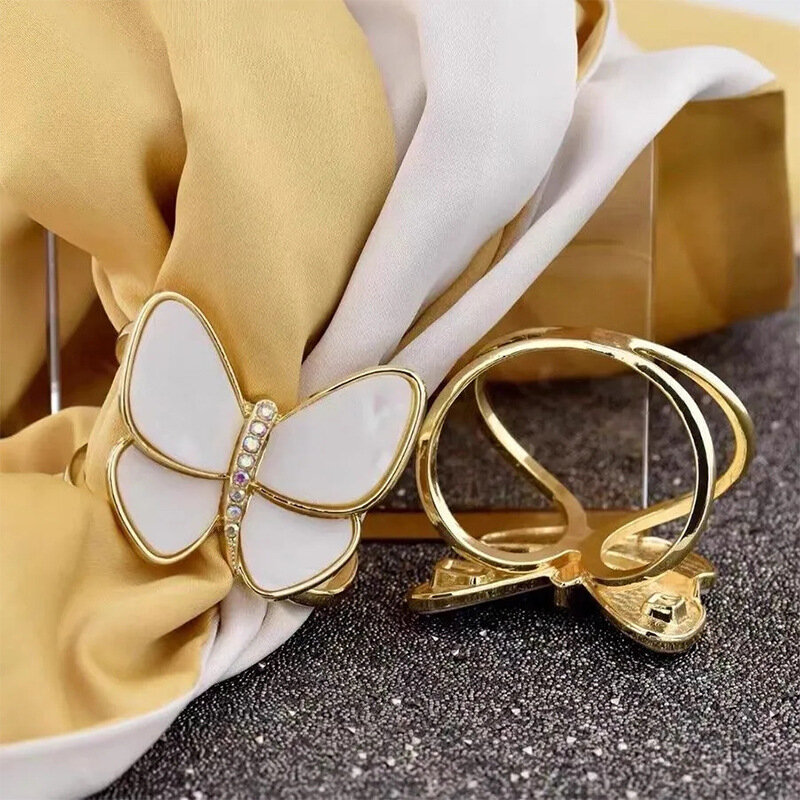 Fashion Flower Shape Metal Scarf Buckle For Women Simple Cross Crystal Scarf Bow Clip Holder Shawls Jewelry Accessories Gifts