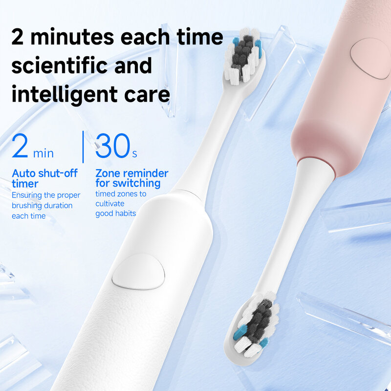 DOCO sikat gigi listrik, sikat gigi getaran otomatis 20 derajat dewasa 3 gigi Mode pengisian USB IPX7 tahan air