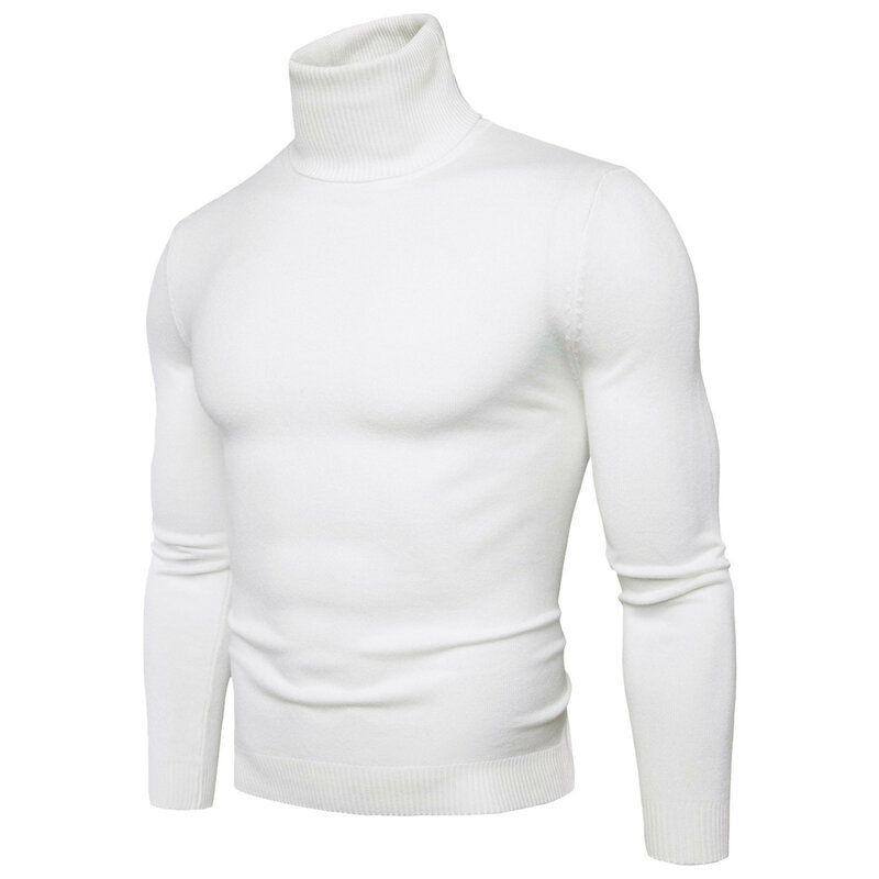 Camisola de malha monocromática masculina, pulôver de manga comprida, tops quentes, malhas, outono, roupas de inverno, moda