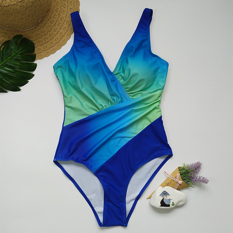 Um pedaço maiô 2022 novo gradiente maiô feminino sexy monokini verão beachwear fatos de banho feminino