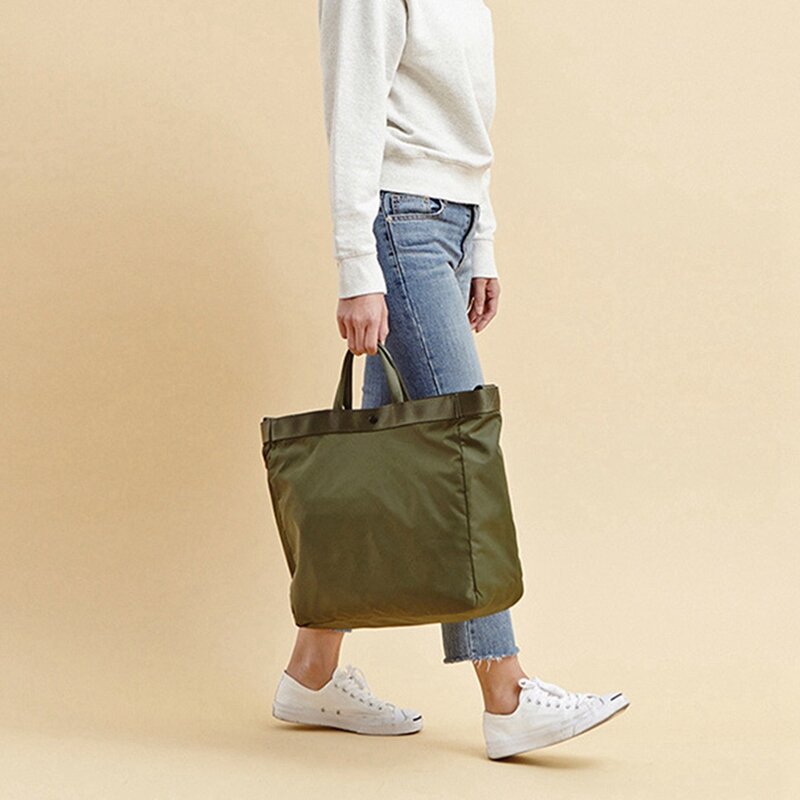 2X tas bahu nilon portabel untuk perjalanan olahraga luar ruangan, tas tangan tahan air, tas Tote besar kasual antik untuk pria, hijau