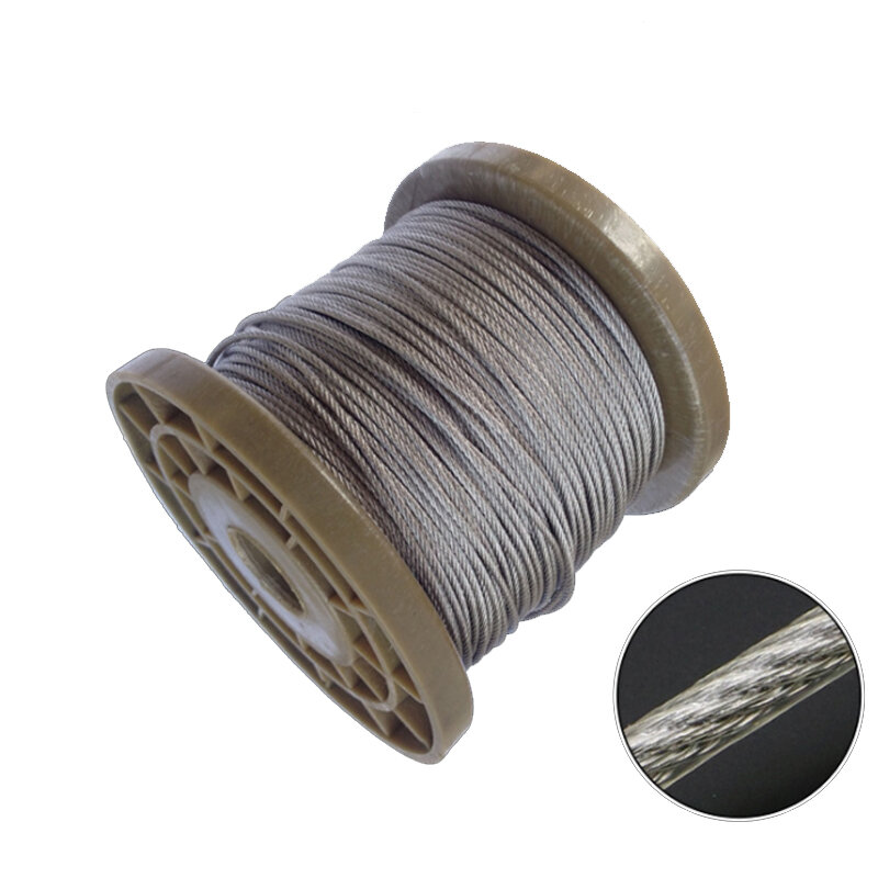Corda de fio revestida de plástico de 5m, corda de aço flexível revestida de pvc, cabo macio, transparente, aço inoxidável, varal
