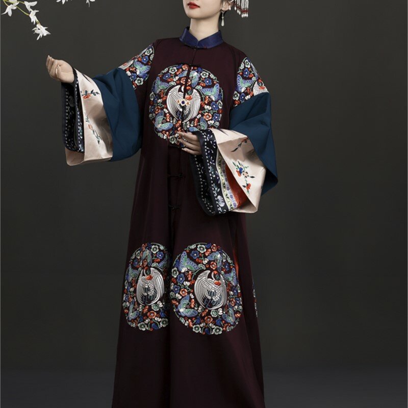 Rap-Duty-Cardigan brodé pour femme, vêtements de la dynastie Qing