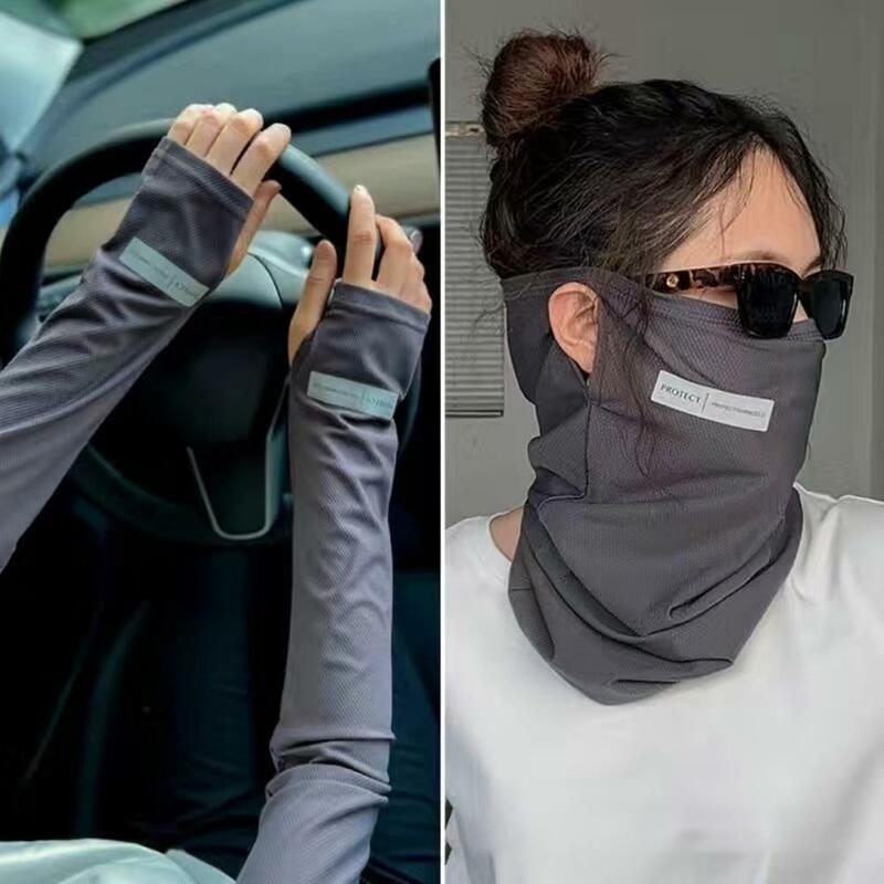 Lengan pendingin UV untuk pria wanita dengan pelindung leher pelindung matahari kain es lengan Tangan Masker Wajah untuk olahraga berkendara musim panas