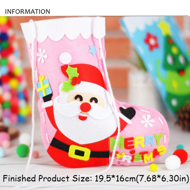 Tecido não tecido DIY Christmas Stocking, Decoração da Casa do boneco de neve, Handmade Candy Gift Handbag, Xmas Tree Socks
