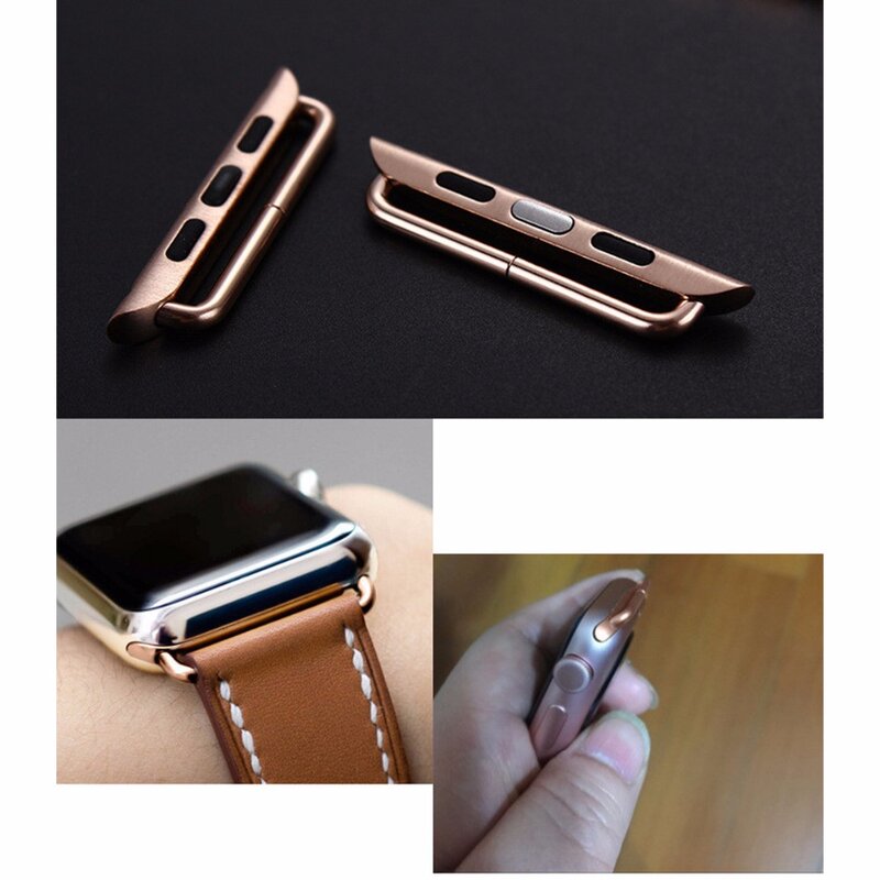 2Pcs Adapter for Apple Watch series 6 SE 5 4 3 iwatch 44mm 42mm 38mm 40mm stainless steel belt Watchband Accessories Connector