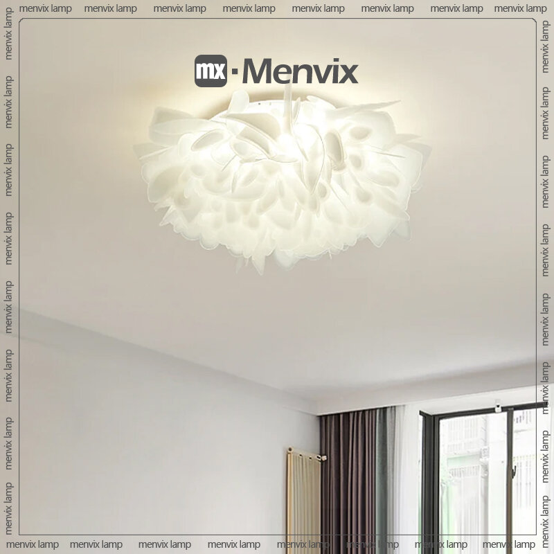 ثريات منفيكس حديثة بيضاء ليد ، ضوء السقف ، زخرفة البتلة ، حامل المصباح ، غرفة النوم ، غرفة الطعام