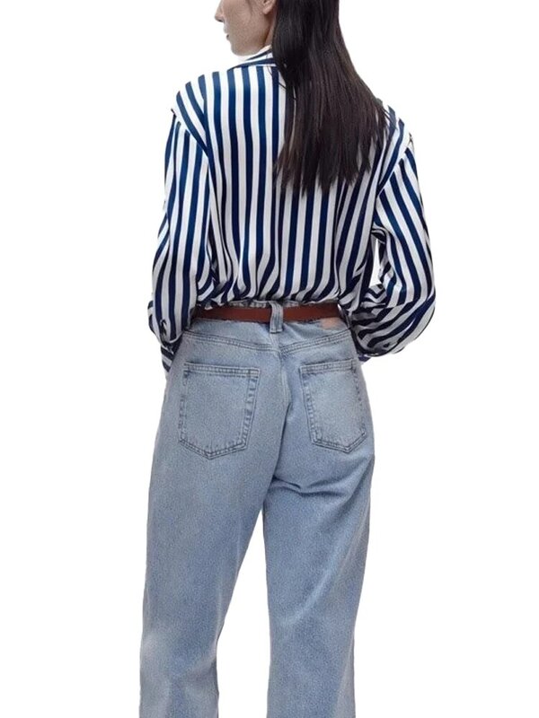 Blusa asimétrica de manga larga para mujer, camisa holgada con botones, Estilo Vintage, informal, a la moda, novedad de 2023