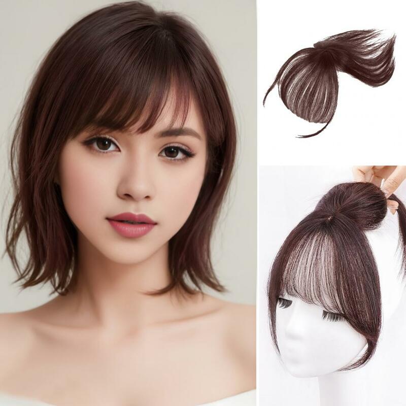 Women Clip-in Bangs Wig Natural Wispy French Bangs Forehead Black Brown Curved Air Bangs Fringe Wig Hairpieces Hair Extensions