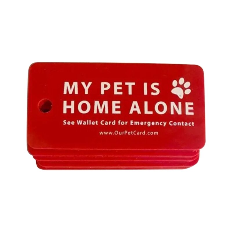 Y1UB Dog Cat are Home Alone Alert Emergency Card & Key Tags with Emergency Contact Call Cards Pet Emergency Contact Keychain