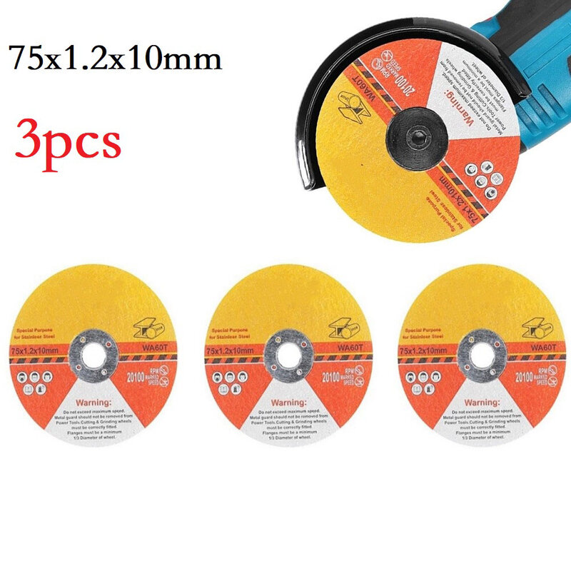 Disco de corte Circular de resina para amoladora angular, disco de corte de 75mm, 3 piezas, accesorios para herramientas eléctricas
