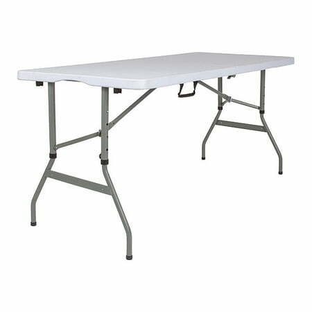 طاولة مأدبة بلاستيكية ثنائية الطي قابلة للتعديل وطاولة قابلة للطي للمناسبات ، مقبض حمل ، ارتفاع 5 أقدام ، أبيض من الجرانيت