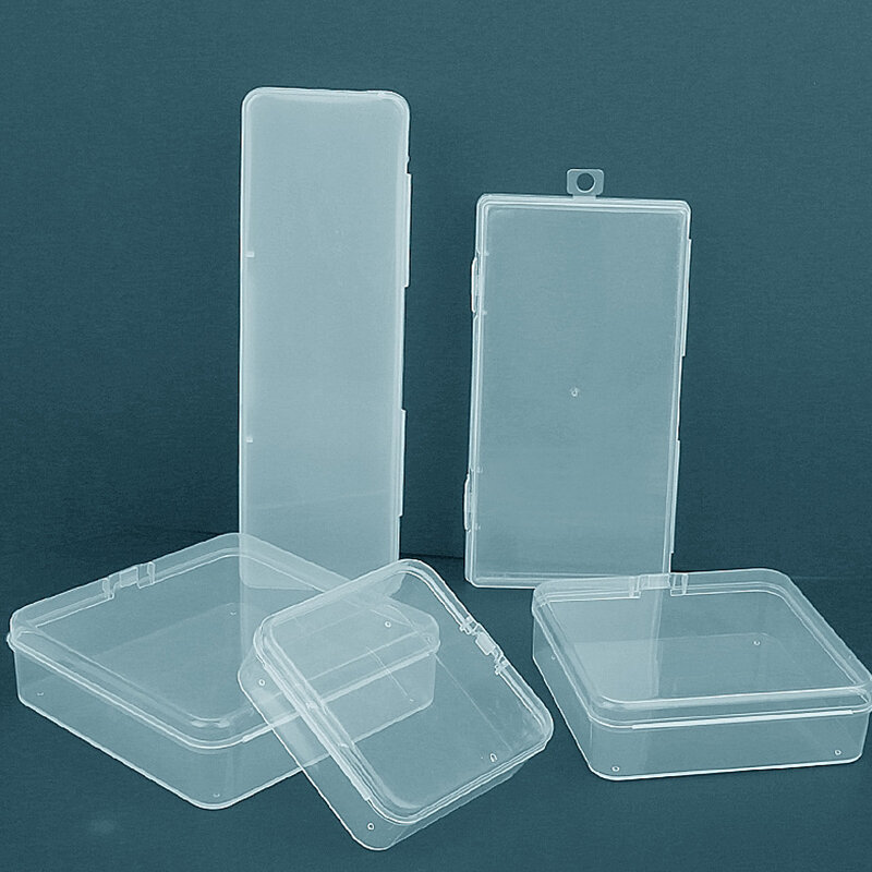 Scatola trasparente in PP scatola di immagazzinaggio rettangolare Flip scatola di imballaggio quadrata scatola di Blister rotonda accessori organizzazione del prodotto Packag
