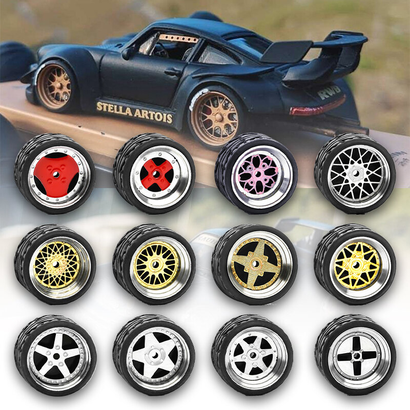 Cardinomo-conjunto de rodas para carro, modelo n-classe, detalhe-up conjuntos com pneus de borracha, Tomica, 4pcs, 1/64