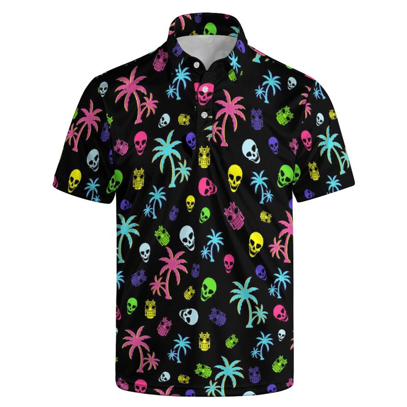 New Funny Pattern 3D Print Polo Shirts For Men Clothes Harajuku Short Sleeve Cool Button Lapel Tee Men's Polo Shirt Button Tops