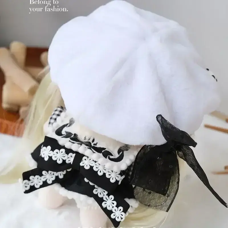 Czarno-biały toczący się bawełniana lalka 20cm ubranka dla niemowląt, ładny pluszowa lalka zestaw ubrań dla dziewczynek
