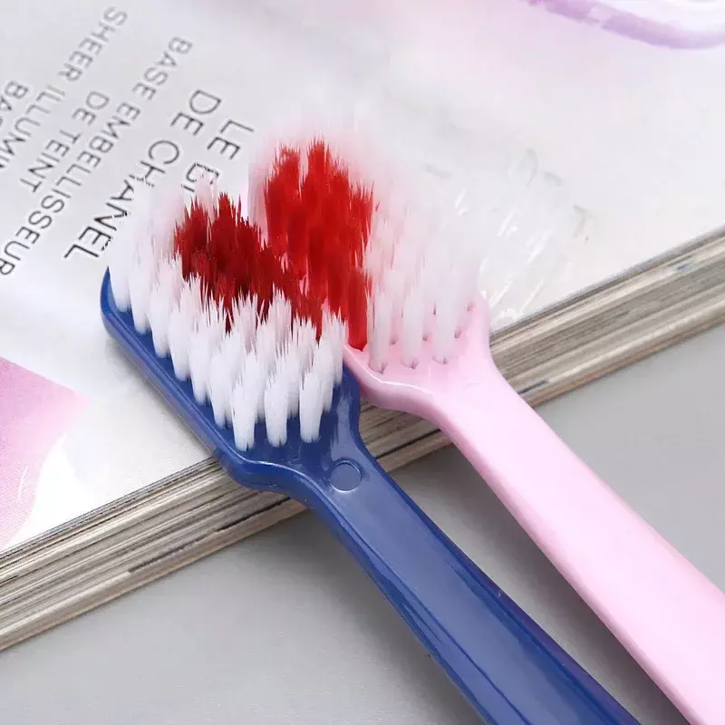 Cepillo de dientes de cerdas suaves para pareja, cepillo de dientes de corazón blanco y negro, respetuoso con el medio ambiente, Nano, adultos y niños, herramientas de cuidado Dental, 2 unids/set