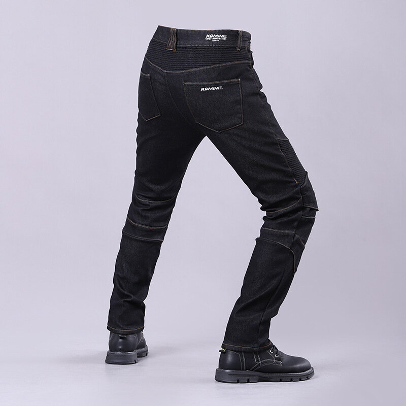 Men's Winter Biker Jeans Motocycle Denim Pants Male Stretch Original Long Trousers Off-road Protection Pants Plus Size 5XL