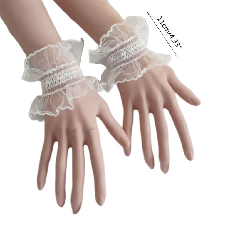 ข้อมือข้อมือสำหรับผู้หญิงแฟชั่นจีบลูกไม้เสื้อที่ถอดออกได้ปลอมแขนเสื้อหวานตกแต่งชุดอุปกรณ์เสริม