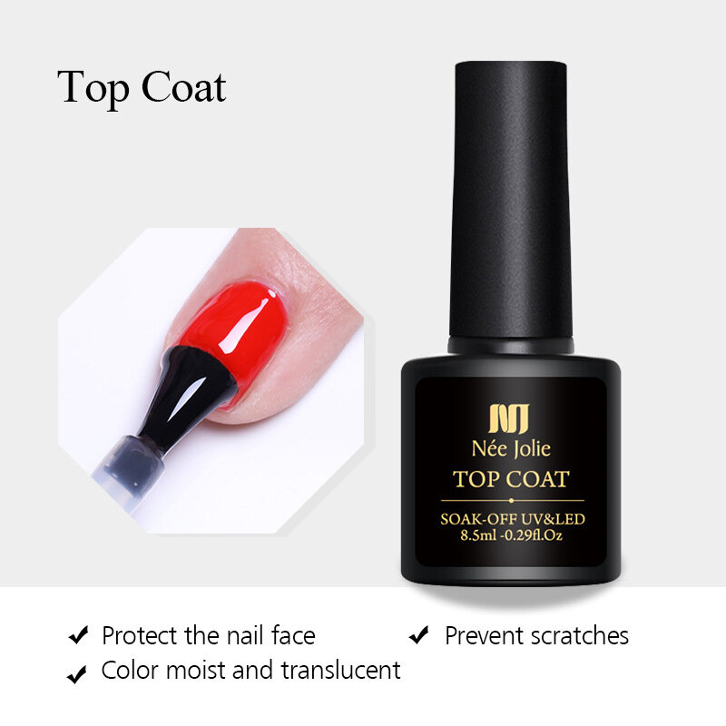 1/2/3PCS Nail Gel Top Coat Professional Finish Glamorous Long-lasting Gel Top Coat Easy Application Must-have No Wipe