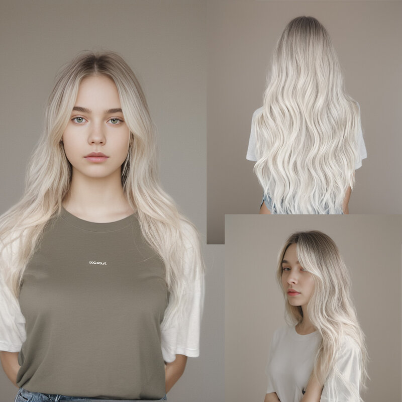 SNQP-Perruque longue bouclée grise argentée pour femme, 70cm, cheveux avec angle, THES Nature, nouveau, 03/Cosplay, fête, degré de chaleur