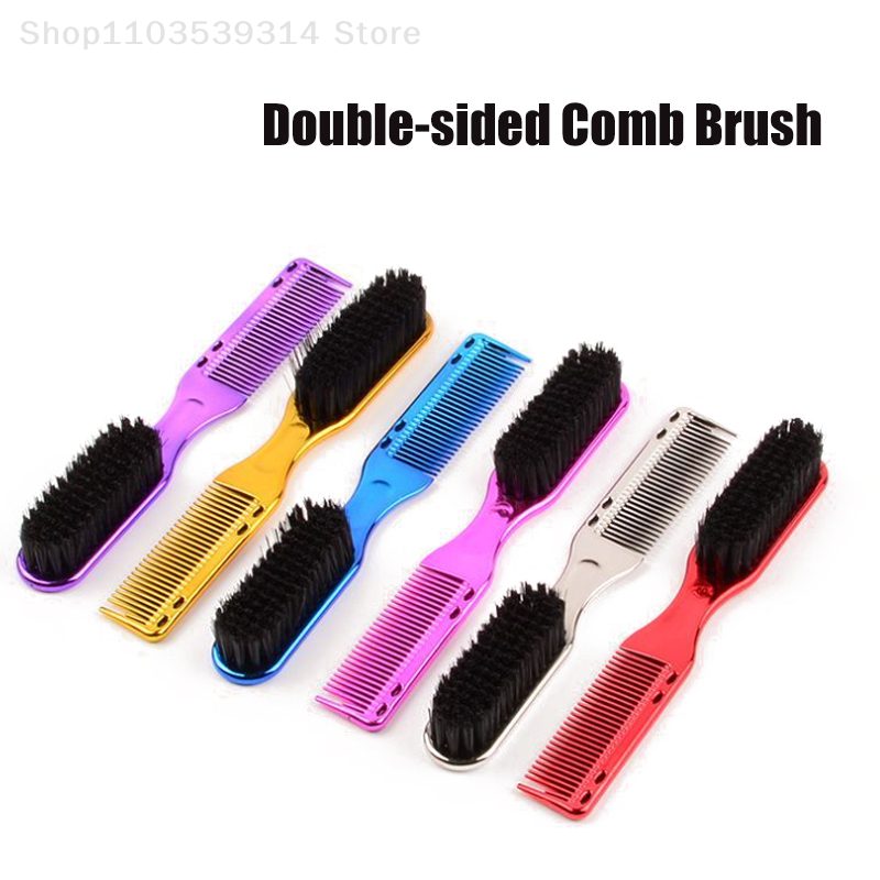 Double-sided Comb Brush Small Beard Styling Brush Professional Shave Beard Brush Barber Vintage Carving Cleaning Brush
