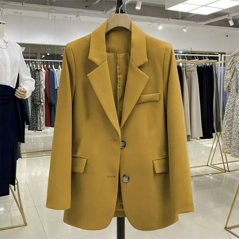 女性用シングルブレスト軽量スーツコート、ソフト女性用フォーマルオフィススタイル、プロのビジネスコート、1個