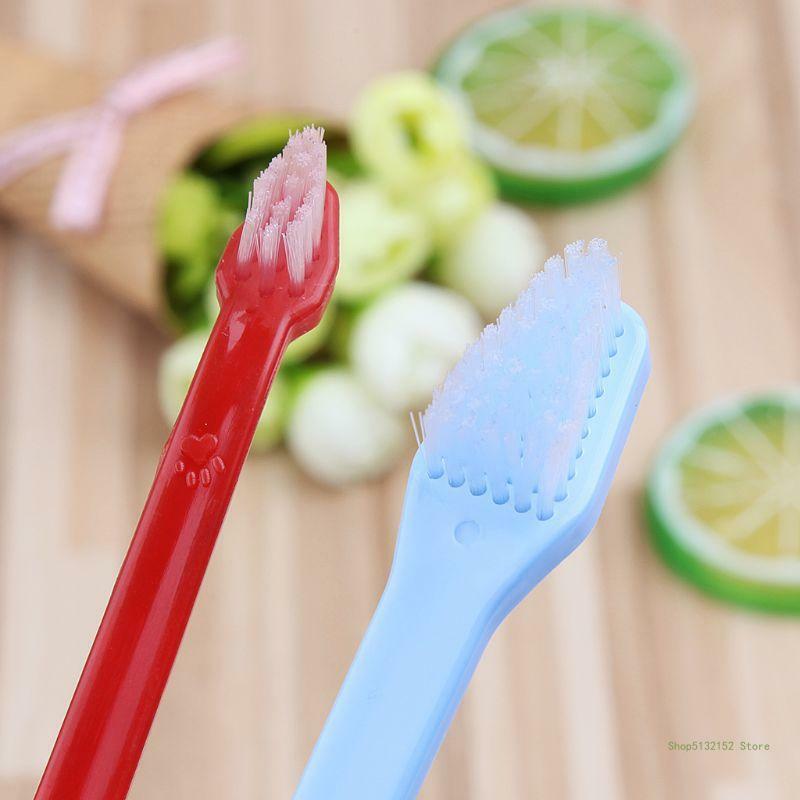 QX2E Long Handle Pet Toothbrush Doul-end Dog Toothbrush Home Pet Dogs Dental Care