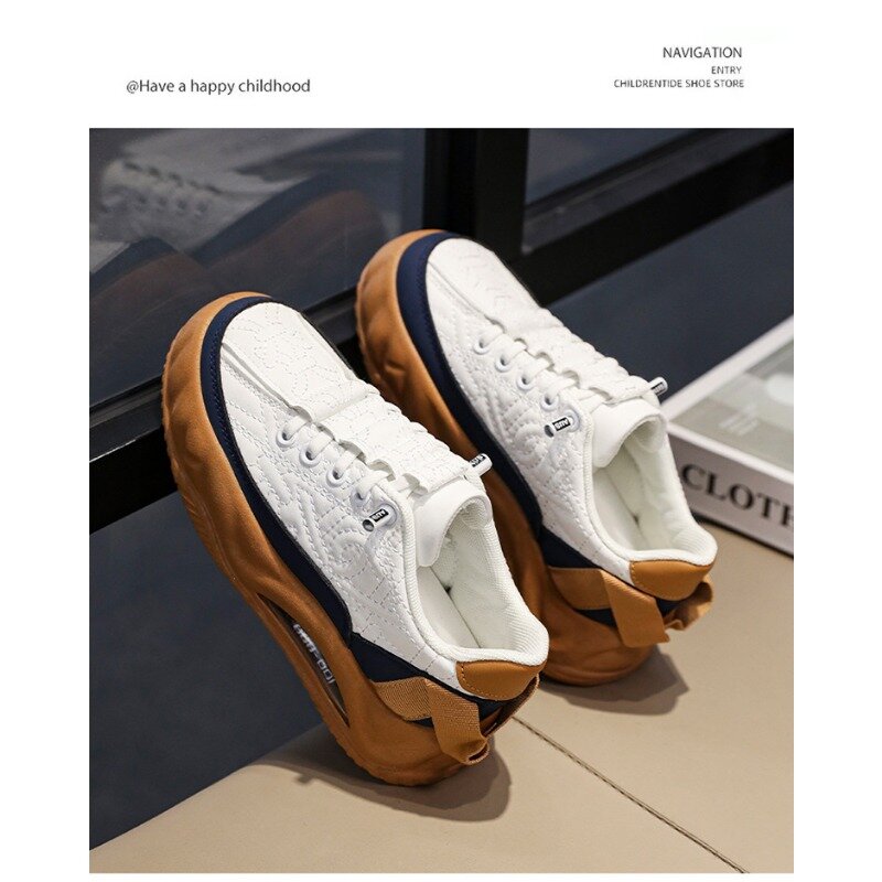 Calçado desportivo minimalista e casual infantil, calçado de bordo, novo, moda primavera, 2024