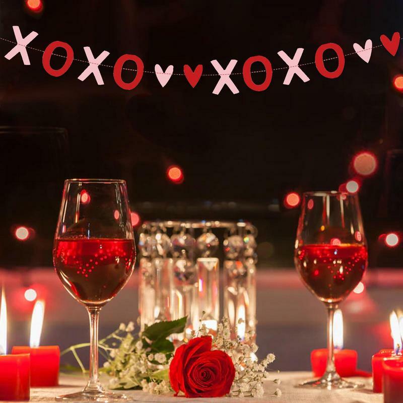 Be My spanduk Valentine Glitter hati Garland spanduk Hari Valentine pernikahan pertunangan pesta rumah perapian dekorasi mantel