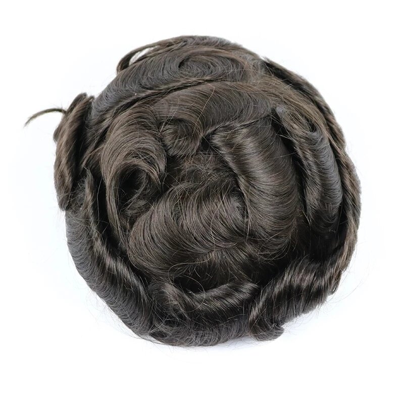 Wig lembut tanpa detail 0.06mm sistem rambut kulit Ultra tipis untuk pria rambut palsu pria lapisan rambut palsu alami