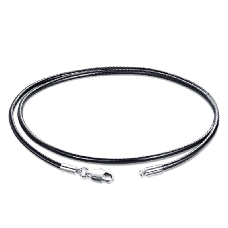 Collar de cuero trenzado impermeable para hombre y mujer, cuerda encerada de acero inoxidable, cadena de conector con cierre de langosta, 40-65cm, 1-3mm
