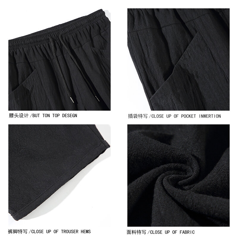 100% Coton Cheville Longueur Pantalon D'été Pantalon Décontracté Homme À La Mode Japonais Lâche Pantalon Hommes