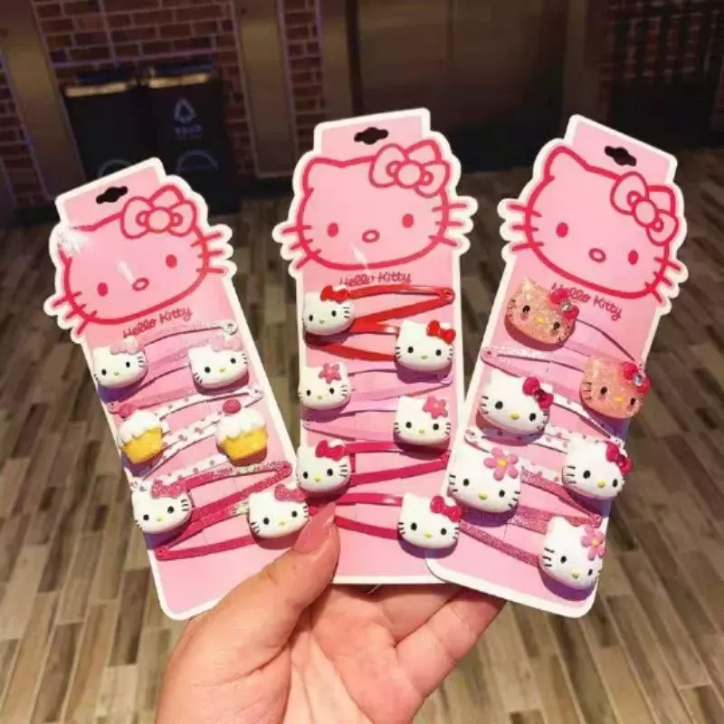 Sanrio Kawaii Hairpin para Meninas, Rosa Hello Kitty Hairkitts, Japonês e Coreano Coração Clipe de Cabelo, BB Bangs Jóias, Presente de Aniversário