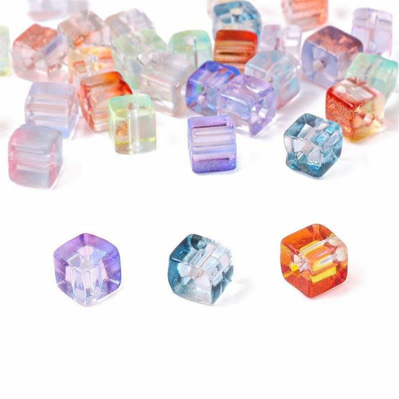 Grânulos Coloridos Transparentes com Cubos De Açúcar, Fazer Pulseira, Acessórios De Jóias, Cubo De Açúcar, Octagon Design, DIY, 7mm