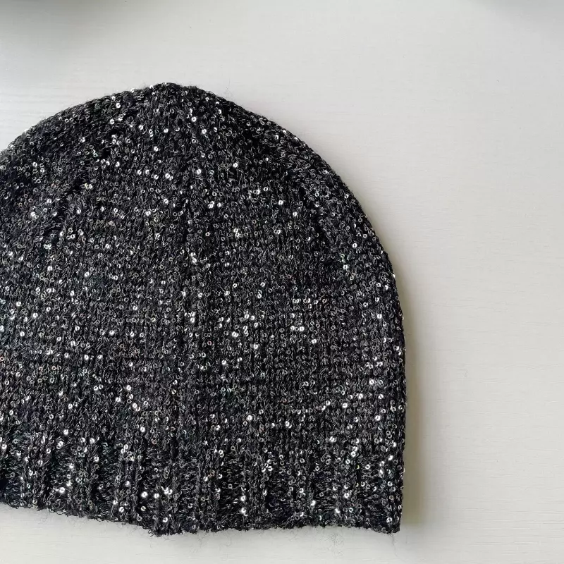 Korean Sequined Knitted Hat Lady Autumn and Winter Men's and Women's Street Fashion Hip-hop Personality Warm Skull Beanie Hats