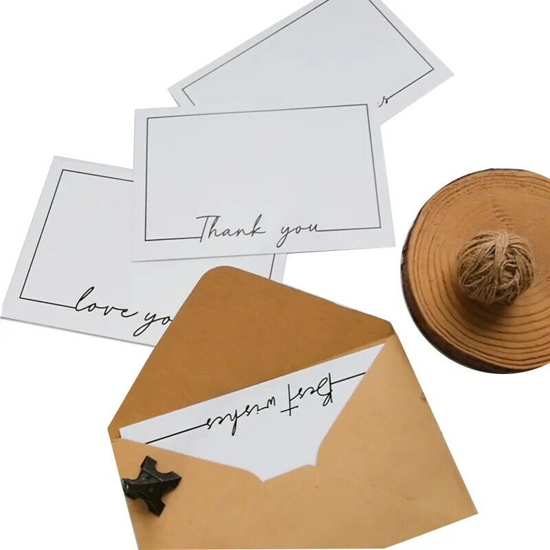 Lot de 10 enveloppes et cartes en papier Kraft coloré, papeterie pour fenêtre-cadeau et Invitation aux messages de fête 11x16cm
