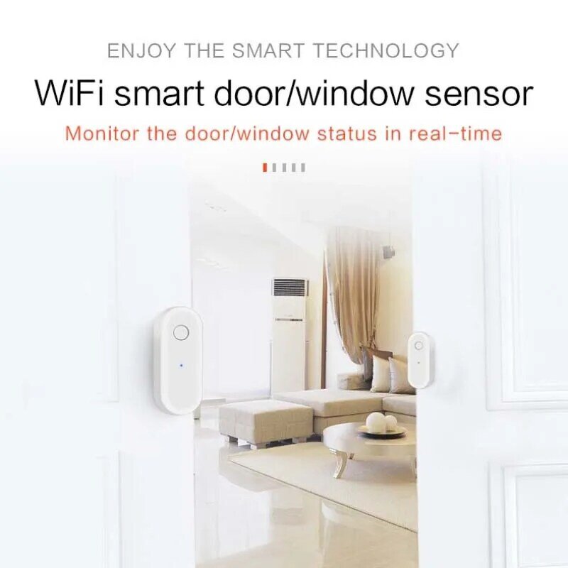 Tuya-Sensor de puerta inteligente con WiFi, Alarma para ventana, detectores abiertos/cerrados, protección de seguridad, voz de vida inteligente para Alexa y Google Home